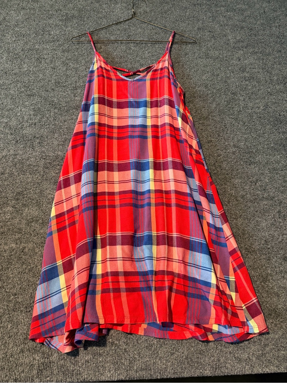 Heritage Red and Blue Plaid Spaghetti-Strap Casual Dress